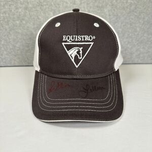 Equistro Equine Supplements Hat Cap White Gray Mesh Back Strap Back Autographs‎